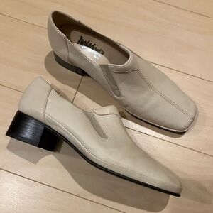 Brand New Italian Cream Leather Square Toed Shoes